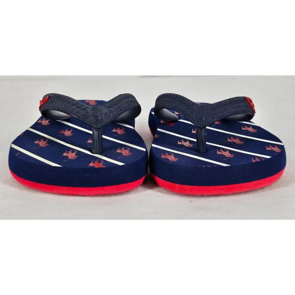 POLO RALPH LAUREN RARE TODDLER THONG FOAM FLIP FLOPS BLUE / RED / WHITE SIZE 5-6